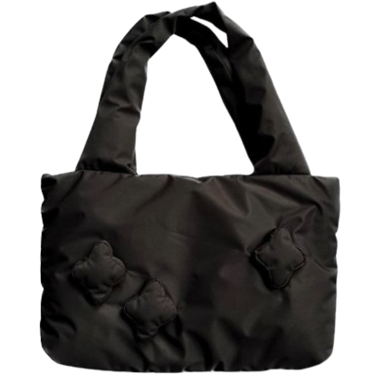 BROKEN PLANET MARKET 'BASICS' PUFFY STAR TOTE BAG (BLACK)