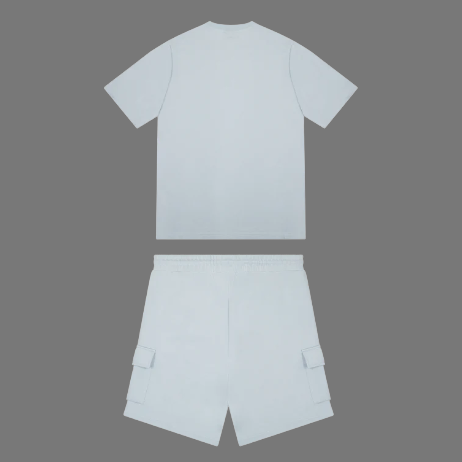 TRAPSTAR IRONGATE T TECH ZIP SHORTS SET (ICE BLUE)