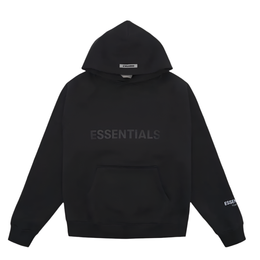 ESSENTIALS FEAR OF GOD FW21 APPLIQUE TRACK HOODIE (BLACK LIMO)