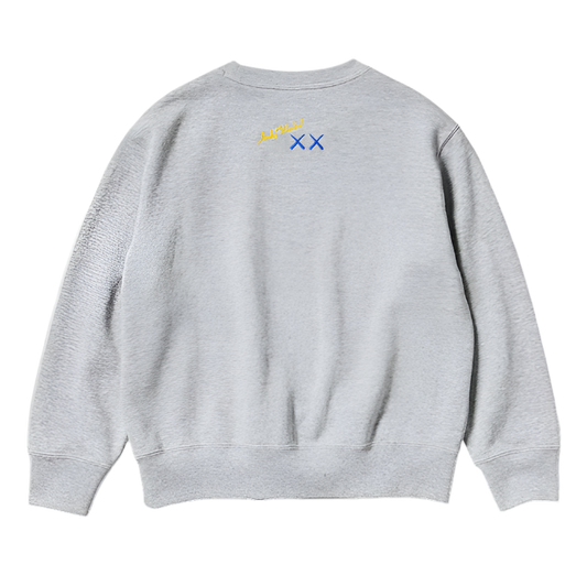 UNIQLO KAWS X WARHOL 2024 COLLAB PEEL HERE GRAPHIC CREWNECK (GREY)