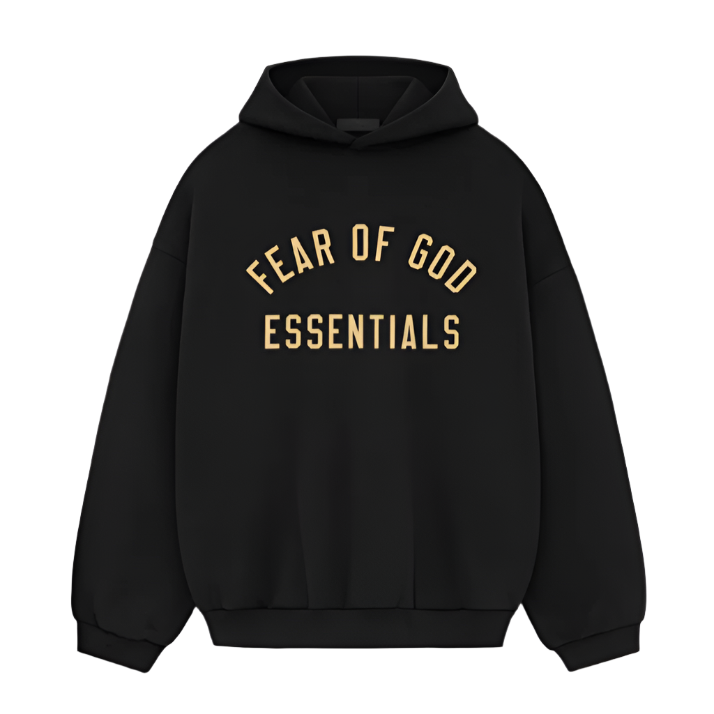 ESSENTIALS FEAR OF GOD FW24 TRACK FLEECE HOODIE (BLACK)