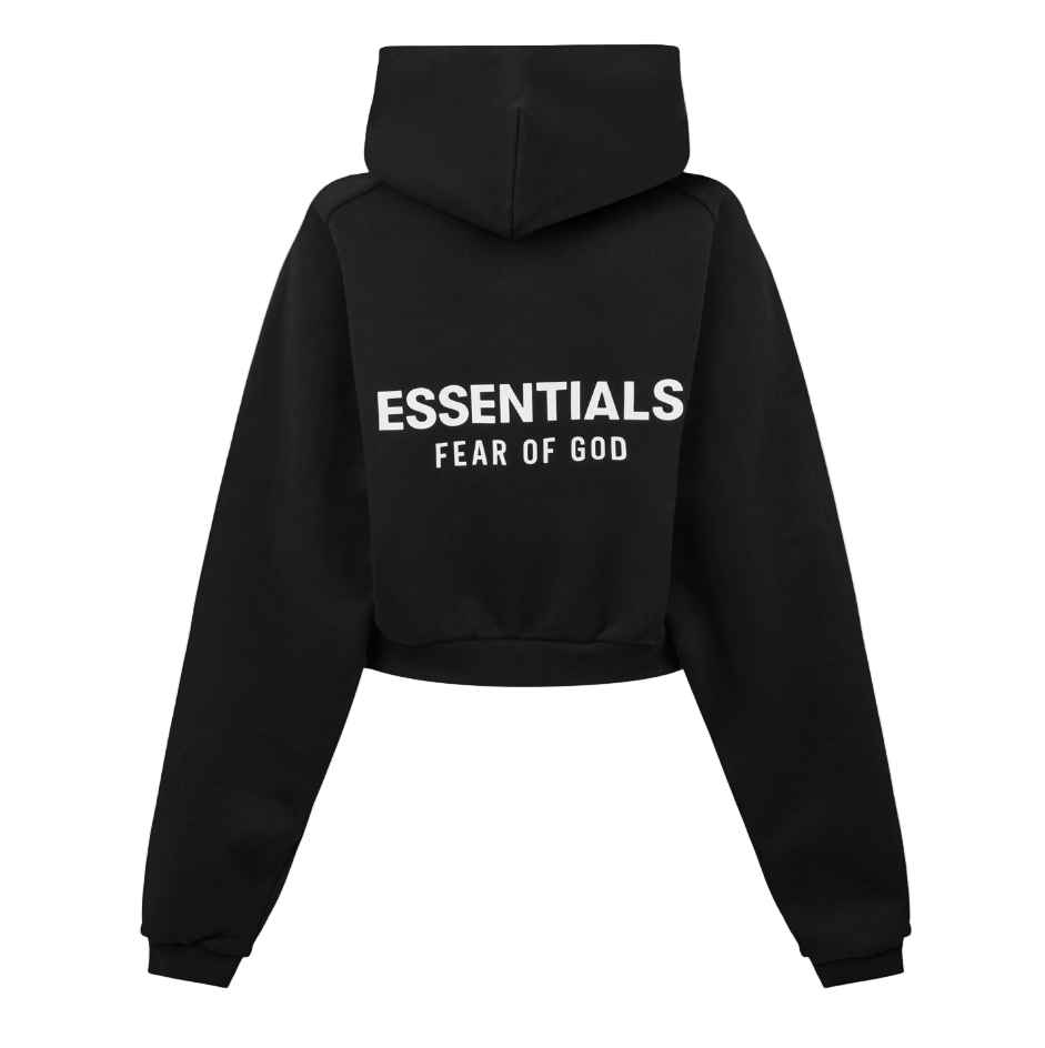 ESSENTIALS FEAR OF GOD FW25 WOMENS APPLIQUE HOODIE (LIMO BLACK)