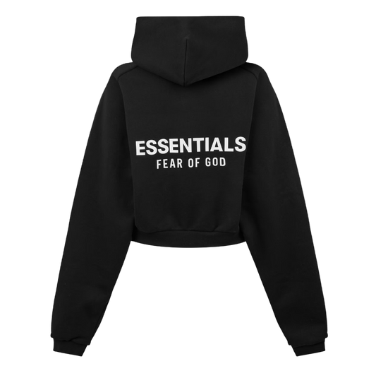 ESSENTIALS FEAR OF GOD FW25 WOMENS APPLIQUE HOODIE (LIMO BLACK)