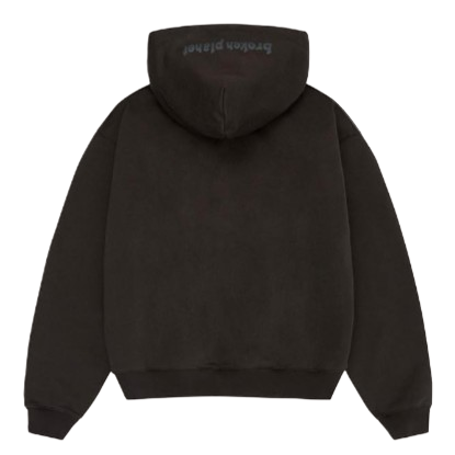 BROKEN PLANET MARKET 'OUTER SPACE' ZIP-UP HOODIE (SOOT BLACK)