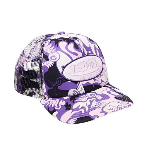 VON DUTCH (TM) TAMPA EYE MONOGRAM FOAM TRUCKER (PURPLE/BLACK)