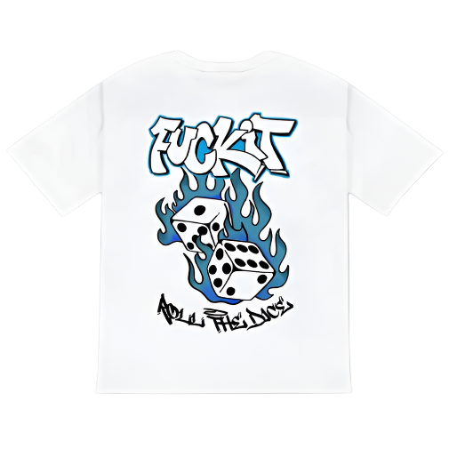 CAMISETA GRÁFICA TRAPSTAR F*CK IT ROLL THE DICE (BLANCO)