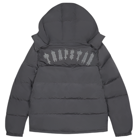 TRAPSTAR IRONGATE DETACHABLE HOODED PUFFER (GREY MATTER)