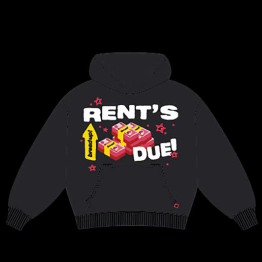 BROKEN PLANET MARKET X DND 'RENT'S DUE' HOODIE (BLACK/RED)