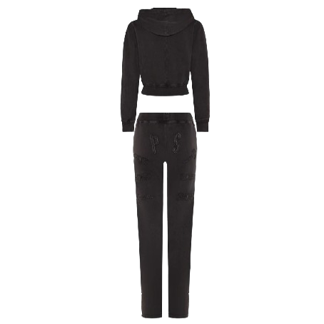 TRAPSTAR IRONGATE BATWING WOMEN'S CROPPED TRACKSUIT (WASHED BLACK)