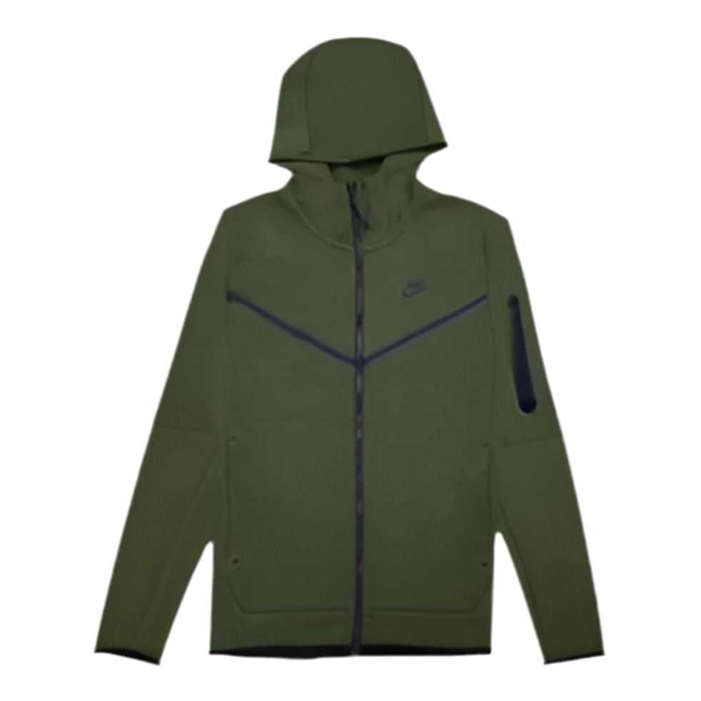 NIKE TECH FLEECE HOODED TOP (OLIVE GREEN)