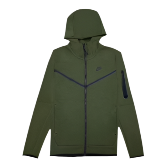 NIKE TECH FLEECE HOODED TOP (OLIVE GREEN)