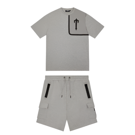 TRAPSTAR IRONGATE T TECH ZIP SHORTS SET (GREY)