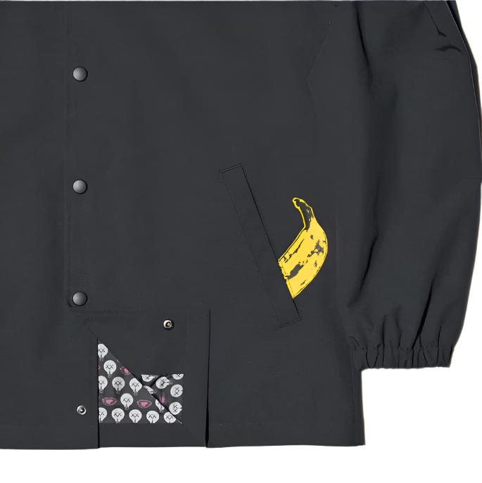 UNIQLO KAWS X WARHOL 2024 COLLAB GRAPHIC COACH JACKET (BLACK)