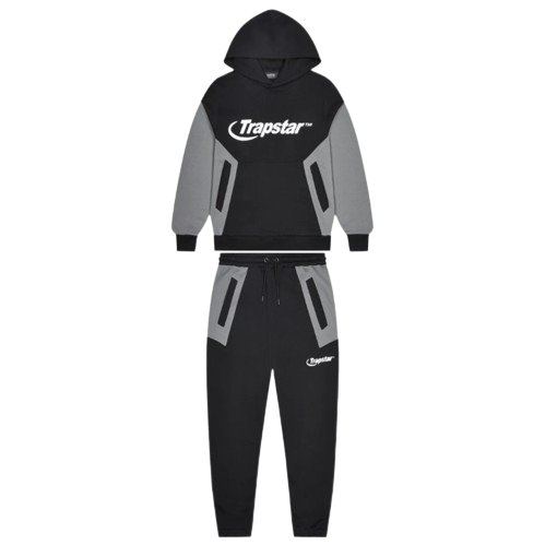 TRAPSTAR HYPERDRIVE CHENILLE PANEL TRACKSUIT (BLACK/GREY)