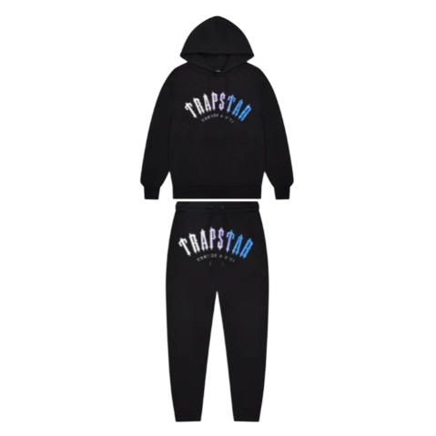 TRAPSTAR CHENILLE DECODED GEL TRACKSUIT (BLACK ICE BLUE)