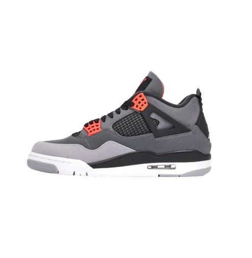 NIKE AIR JORDAN 4 IV 'GREY INFRARED' TRAINERS (GREY/RED)