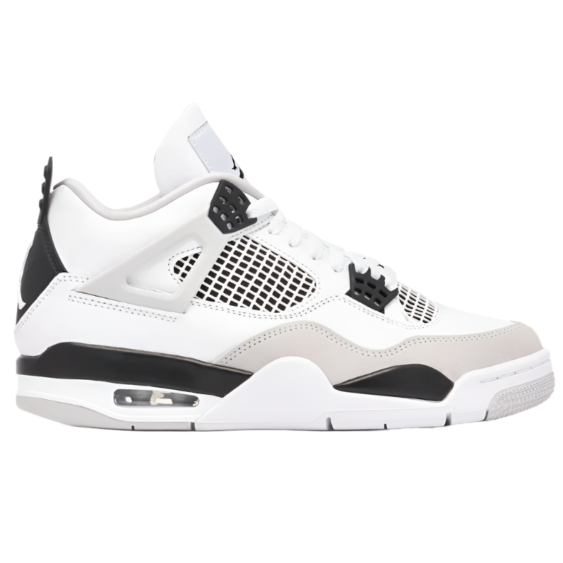 NIKE AIR JORDAN 4 IV 'MILITARY BLACK' TRAINERS (WHITE/BLACK)