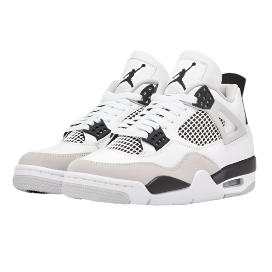 NIKE AIR JORDAN 4 IV 'MILITARY BLACK' TRAINERS (WHITE/BLACK)