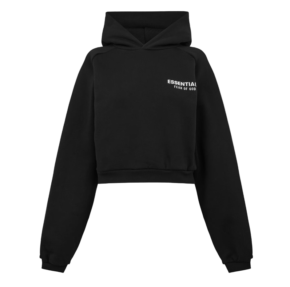 ESSENTIALS FEAR OF GOD FW25 WOMENS APPLIQUE HOODIE (LIMO BLACK)