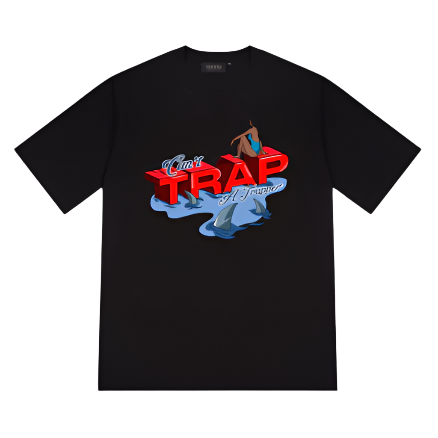 TRAPSTAR CAN'T TRAP A TRAPPER GRAPHIC TEE (BLACK)