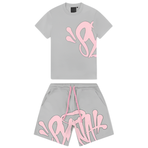 SYNAWORLD SYNA SHORTS & TEE TWINSET (GREY/PINK)