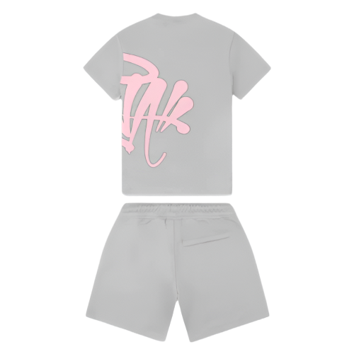 SYNAWORLD SYNA SHORTS & TEE TWINSET (GREY/PINK)