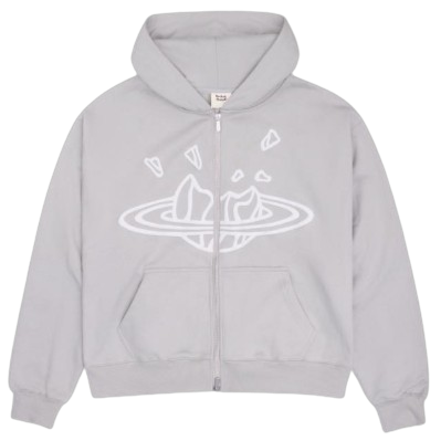 BROKEN PLANET MARKET 'OUTER SPACE' ZIP-UP HOODIE (STONE GRAY)