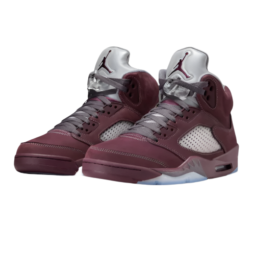 NIKE AIR JORDAN 5 V 'RETRO DEEP MAROON SILVER' TRAINERS (MAROON)