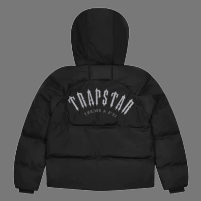 TRAPSTAR AW23 IRONGATE ARCH HOODED PUFFER (BLACK/WHITE)