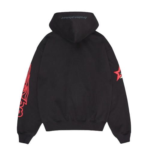 BROKEN PLANET MARKET 'BP PERFORMANCE' ZIP-UP HOODIE (BLACK INFRARED)