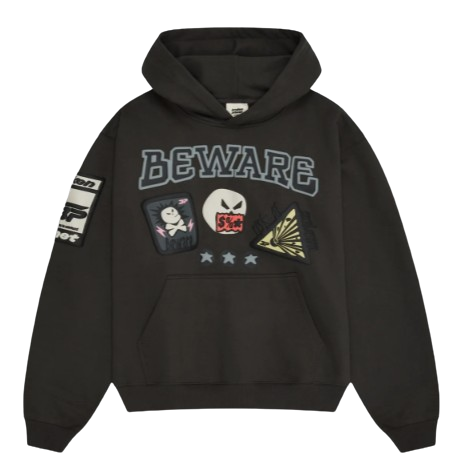 BROKEN PLANET MARKET 'BEWARE SKULLY' HOODIE (SOOT BLACK)