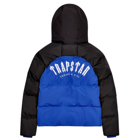 TRAPSTAR AW23 IRONGATE ARCH HOODED PUFFER (BLACK/BLUE)