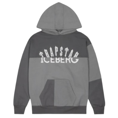 TRAPSTAR x ICEBERG DECONSTRUCTED LOGO GRAPHIC HOODIE (ENZYME GREY)