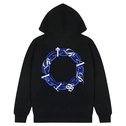 TRAPSTAR CHAIN SCRIPT HOODIE (BLACK BLUE ICE)