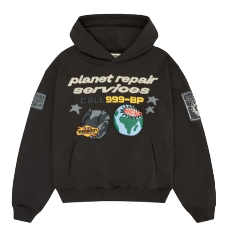 BROKEN PLANET MARKET 'PLANET REPAIR SERVICES' HOODIE (SOOT BLACK)