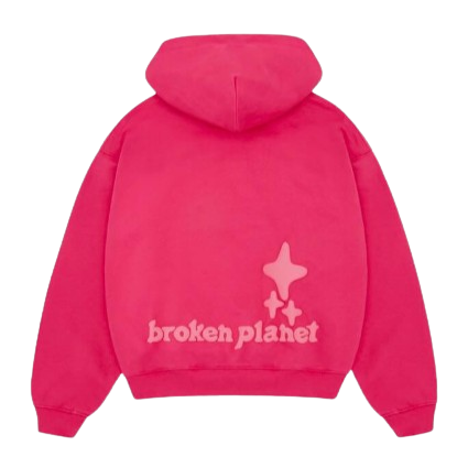 BROKEN PLANET MARKET 'PINK MONOCHROME' HOODIE (FUCHSIA)