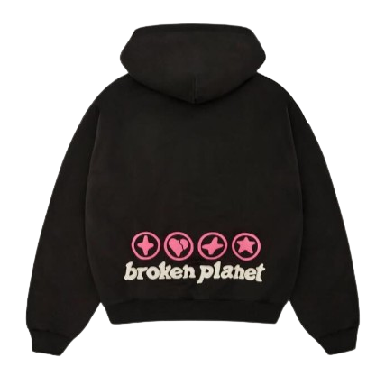 BROKEN PLANET MARKET 'HEARTS ARE MADE TO BE BROKEN' HOODIE (SOOT BLACK)