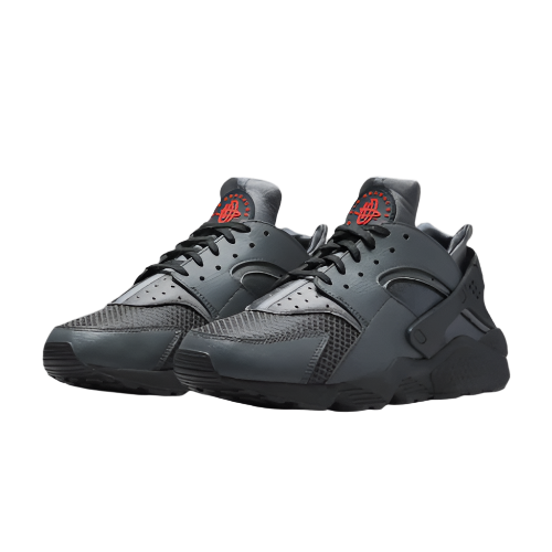 NIKE AIR HUARACHE TRAINERS (GREY/PICANTE RED)