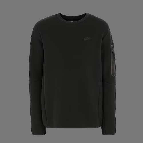 NIKE TECH FLEECE CREWNECK TOP (BLACK)