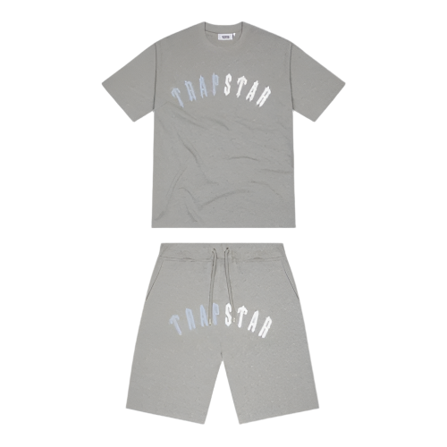 TRAPSTAR CHENILLE ARCH PANEL SHORTS SET (GREY ICE)