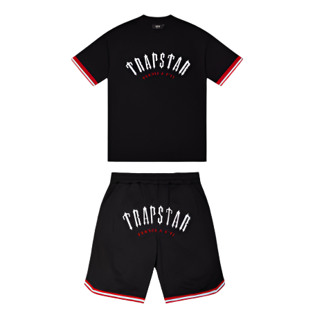 TRAPSTAR IRONGATE MESH SHORTS SET (BLACK INFRARED)