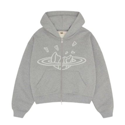 BROKEN PLANET MARKET 'OUTER SPACE' ZIP-UP HOODIE (HEATHER GRAY)