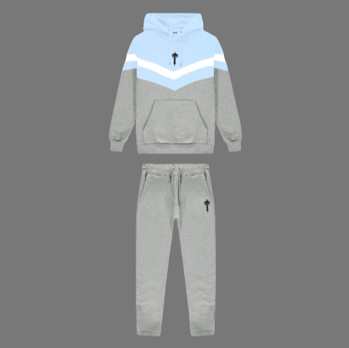 TRAPSTAR V-STRIPE CASHMERE TRACKSUIT (GREY/SKY BLUE)