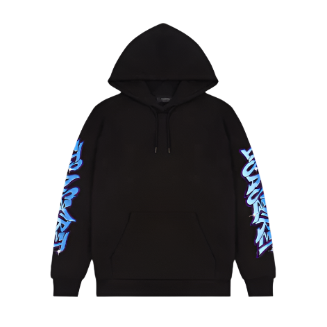 TRAPSTAR WILDSTYLE GRAFFITI HOODIE (BLACK/BLUE)