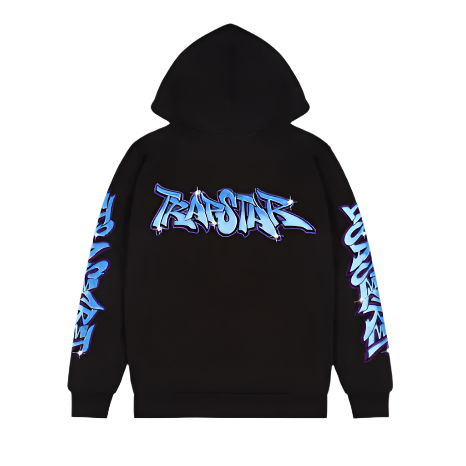 TRAPSTAR WILDSTYLE GRAFFITI HOODIE (BLACK/BLUE)