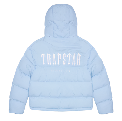 TRAPSTAR AW22/23 DECODED 2.0 HOODED PUFFER (ICE BLUE)